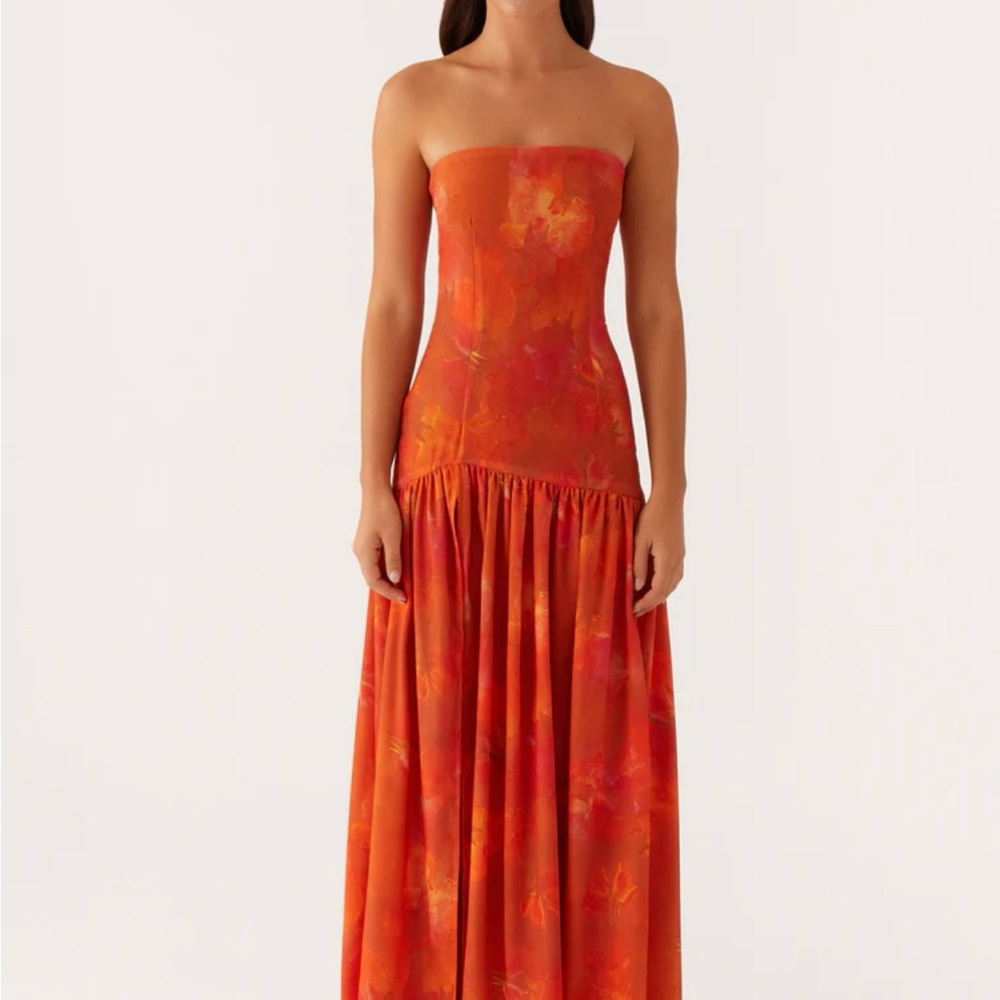 Peppermayo Orange Strapless Dress
